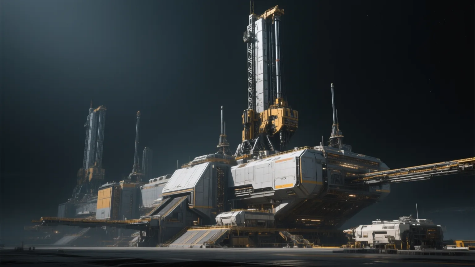 Deep-space mining rig photoreal