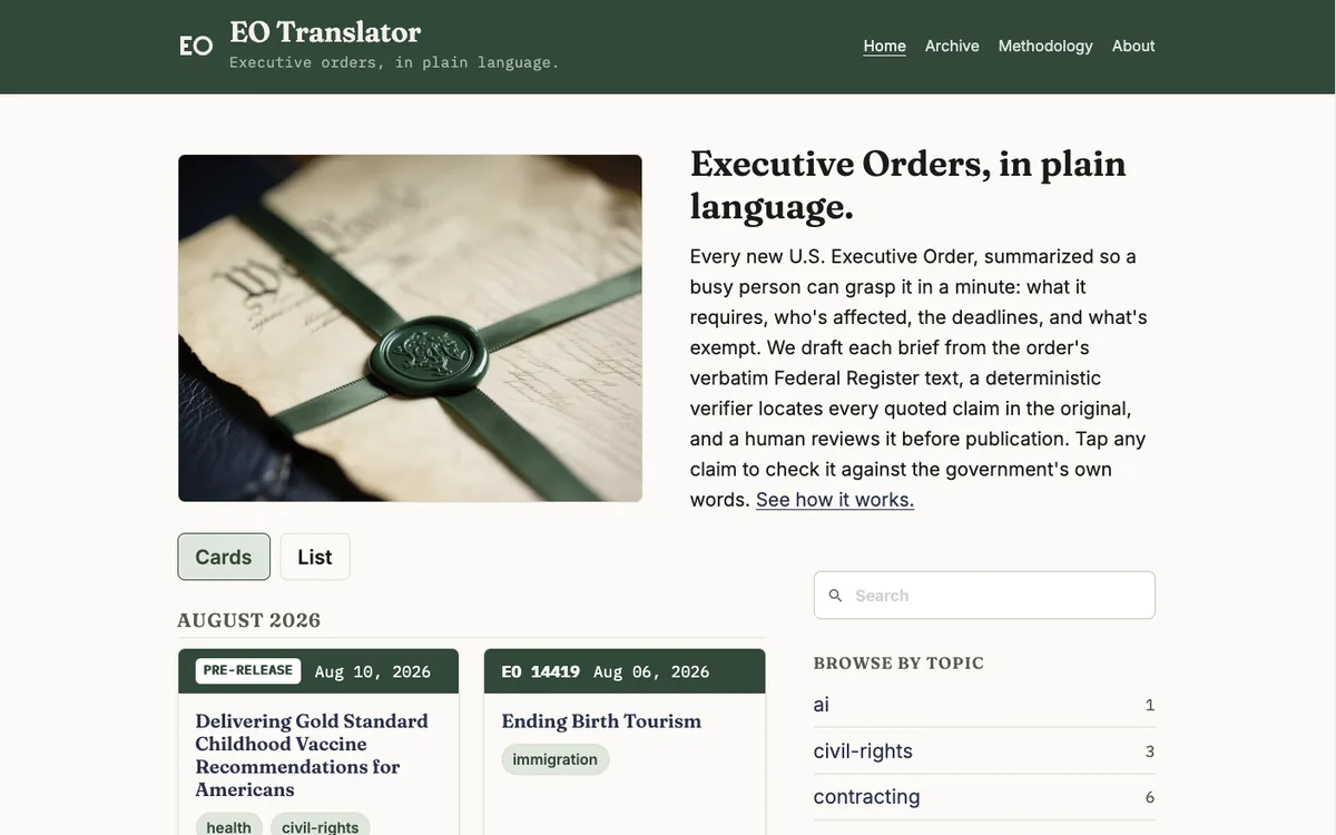 Executive Order Translator